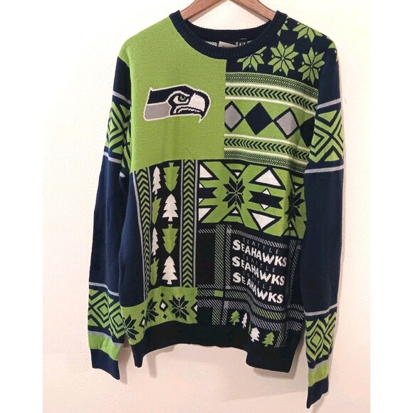 Seattle Seahawks Ugly Christmas Sweater NFL Team Apparel Holiday Jumper  XL - Picture 1 of 13